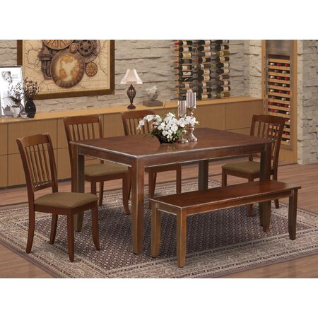East West Furniture 6 Piece Dudley Dining Set - Mahogany DUDA6-MAH-C